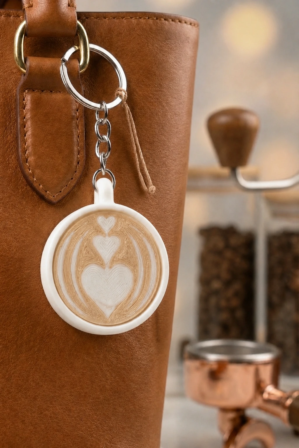 Kahve Latte Click Anahtarlık – Blue Switch Fidget Stres Anahtarlık | Sevimli Hediyelik & Çanta Süsü