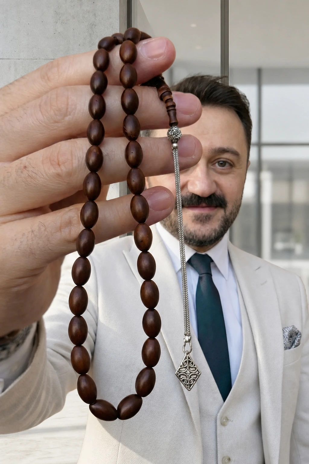 Yoğun Kuka Tespih Üçgen Figürlü Sistemli Püskül Erkek Aksesuar — Kuka